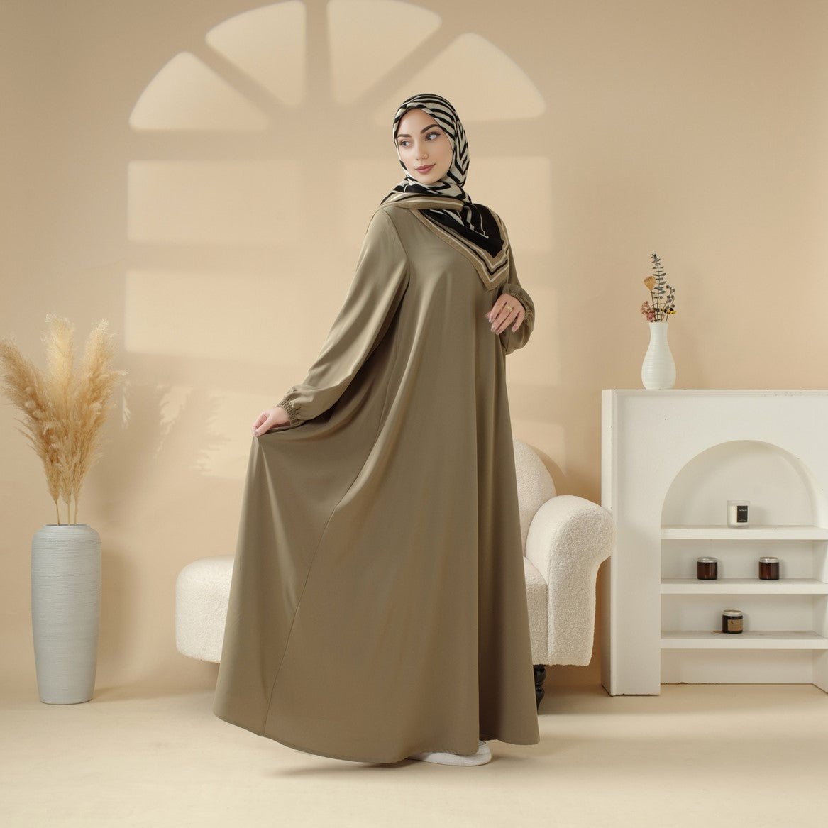 chinese dress ladies Terra-cotta Maxi Dress Plus Size, Prayer dress, Farasha Caftan, Muslim –  ScarfTurbanHijab main image 0