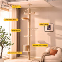 MEEW Arbre à chat multi-niveaux en bois massif, écologique et durable, avec griffoirs et capsule spatiale, pour grimper et se reposer