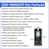 Módulo inalámbrico LoRa con chip LLCC68, tecnología SpreadSpectrum, UART LoRa SpreadSpectrum, 8km, 22dBm, soporte de aire para despertador, 915MHz, 8km, 22dBm