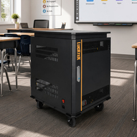 Armoire de charge 20 emplacements Type-C 65W, norme UE, avec roues silencieuses et verrou à ressort pour charge directe d'ordinateurs portables