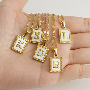ZOGXIN 18K Gold Plated Letter Pendant Necklace Square Initial Charm For Women Fashion Jewelry - Product Image 4