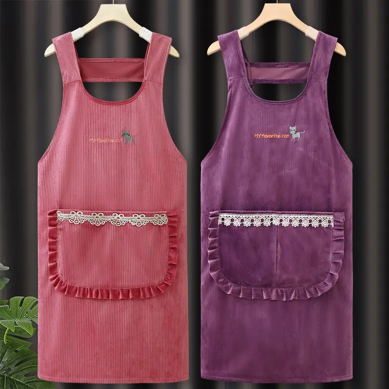 Household Cotton Kitchen Anti-oil Breathable Overalls Adult Women Fashion Work Cooking Apron