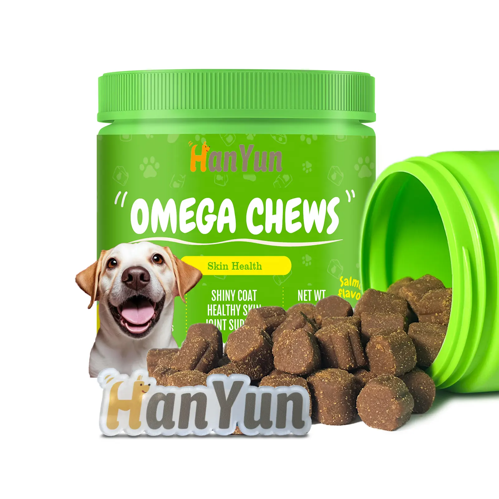 Omega 3 Fish Oil Omega Chew Treats For Dogs Skin And Coat -And Joints Health+ Immune System-Pet care of 120 chews per bottle