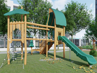 Cabane de jardin jeux pour enfants en plein air en bois vente en gros équipement de jeux pour enfants en plein air avec toboggan en acier inoxydable