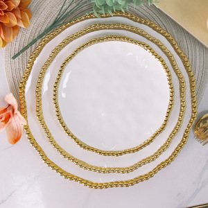 Vaisselle en céramique à bord doré, <span class=keywords><strong>assiette</strong></span> occidentale pour la maison, bol à steak et salade de fruits, vaisselle de luxe pour mariage et restaurant - Product Image 4