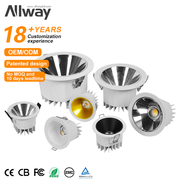 Anti Glare Recessed Dimmable CCT Change ZigBee Smart Down Light IP54 Ceiling Spot Lamp Commercial 10w 20w 30w 40w Led Downlight