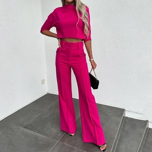Trajes de Dos Piezas de Color Sólido, Estilo Casual y Moderno, de Alta Calidad al por Mayor, Tops Cortos - Product Image 5