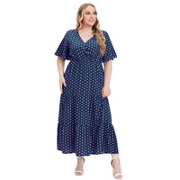 Nouvelles robes maxi pour femmes grande taille, col en V, coupe trapèze, imprimées, été, tailles XL-5XL