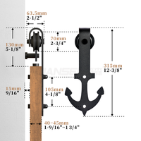 Kit de quincaillerie pour porte de grange en acier au carbone durable de qualité supérieure de 6 pieds, revêtement en poudre noire, rouleaux silencieux pour portes intérieures
