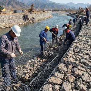 Cage en <span class=keywords><strong>gabion</strong></span> à mailles hexagonales et panier tissé pour un contrôle optimal du débit d'eau - Product Image 1