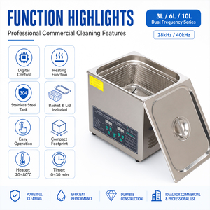Nettoyeur à ultrasons double fréquence 3L <span class=keywords><strong>6L</strong></span> 10L 28kHz 40kHz chauffé pour le nettoyage de petites pièces métalliques et d'instruments de laboratoire - Product Image 4