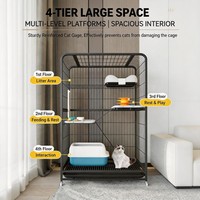 Villa pour chat multi-niveaux en métal, très résistante, avec tube carré thermolaqué, grande capacité de charge, grand espace et bac en plastique – Meilleure vente