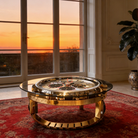 Table basse au design créatif de montre-bracelet, banc à thé circulaire en fibre de verre robuste, mobilier de réception de salon original
