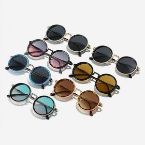 Lunettes de soleil rondes en métal UV400 avec logo personnalisé, style punk, pour hommes et femmes, collection 2025 - Product Image 3