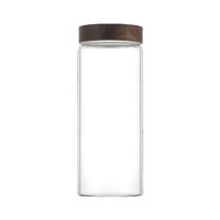 Pot de rangement pour grains de café de style minimaliste moderne, en verre de qualité alimentaire avec couvercle en bois, récipient hermétique pour café en poudre, thé, Chine