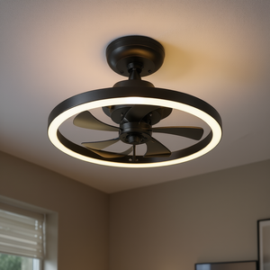 LED Ceiling Fan With Lights Black Iron 32 48 Inches Flush Mount DC Motor Remote Control Modern Design Living <b>Room</b> - Product Image 2