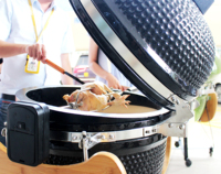Kit de rôtissoire Auplex BBQ 18 pouces pour Kamado, accessoires, support rotatif pour poulet, acier noir, fonctionne sur piles, résistant à la chaleur