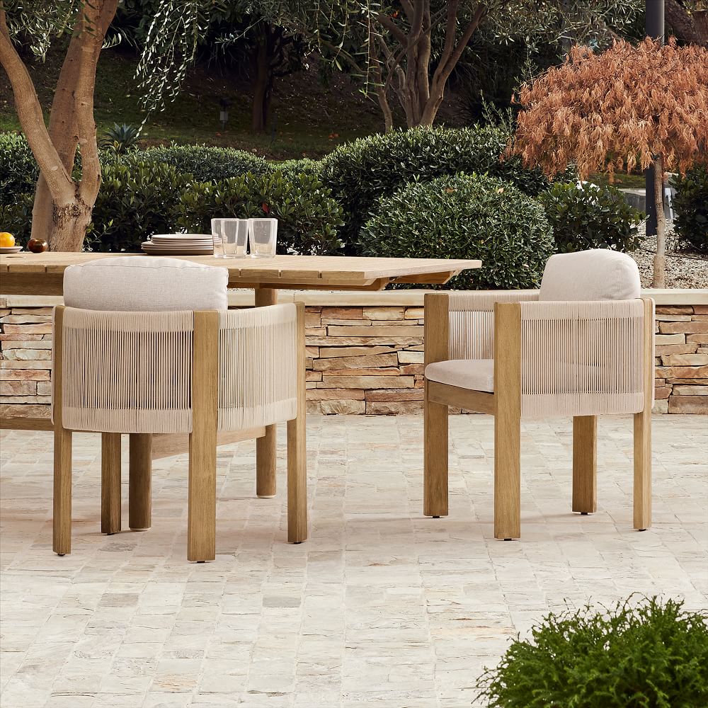 Professional manufacturer modern garden furniture rope teak outdoor dining table and chair set
