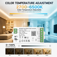 Contrôleur LED CCT double blanc WiFi 2.4G RF sans fil intelligent à température de couleur réglable DC12V 24V pour bande LED WW CW