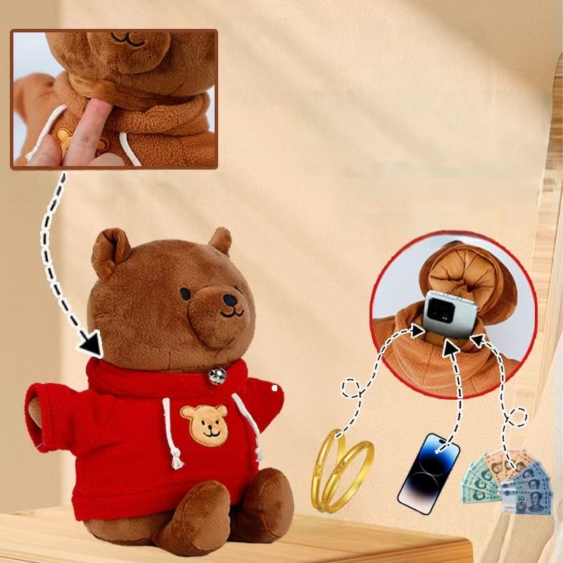 Hoodie Plush Bear Hidden Safes Storage Bag for Kids - Secret Gift Hoodie Plush Bear Hidden Safes Storage Bag for Kids - Secret Gift