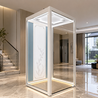 Nouvelle cabine d'ascenseur résidentielle personnalisée en métal avec panneau de plafond, éclairage d'ambiance et miroir pour villa et maison