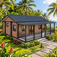 Maison conteneur pliable de 40 pieds avec porche couvert, maison de vacances moderne pour projets de villégiature en climat chaud