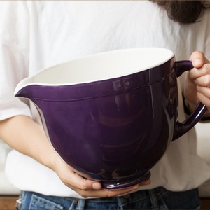 Tazón mezclador de boca puntiaguda grande de cerámica creativa de estilo moderno, colorido, a la moda, para batir huevos, servir ensalada, sopa, agua, maceta para plantas - Product Image 3