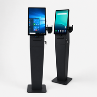 Kiosque de libre-service sur pied avec écran tactile capacitif, lecteur de code QR et lecteur NFC pour supermarchés, commerces de détail et centres commerciaux