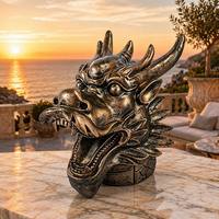 Tête de dragon en bronze coulée à la main - un puissant gardien oriental, sculpture en bronze