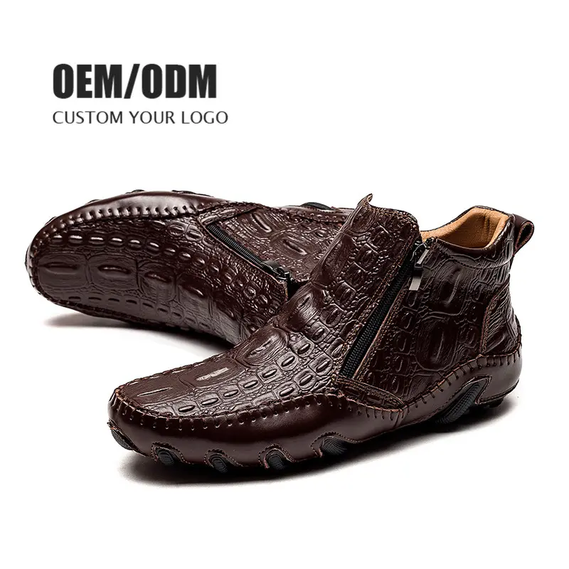 Dropshipping Products Custom Fashion Casual Men's Large Size Luxury Driving Shoes Made Of Crocodile