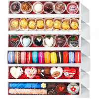 Boîtes à macarons et biscuits biodégradables transfrontalières pour desserts aux fraises, type tiroir, entièrement transparentes, emballage alimentaire