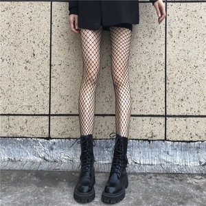 Black Fishnet Stockings Women Thigh High Transparent Cotton Solid Color Summer Autumn Winter Wear - Product Image 1