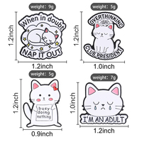 Ensemble de broches émaillées Chat Sarcastique, motifs Sieste, Réflexion excessive et Paresse, pour la décoration de sac à dos