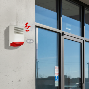 جهاز إنذار ضد السرقة خارجي عالي الصوت 128 ديسيبل معتمد من CE مع صفارة إنذار وضوء وامض، مصنوع من البلاستيك والمعدن لأمن المنزل - Product Image 2