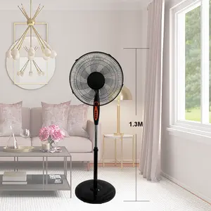 Vente en gros pour bureau à domicile 3 vitesses 7 pales noir support de sol électrique de refroidissement basse tension ventilateur de 16 pouces