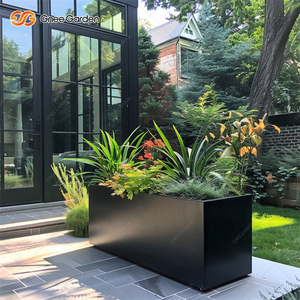 Jardinière carrée en métal noir urbain, personnalisation de marque privée, structure métallique épaissie, ensemble combiné disponible, pour hôtels et villas - Product Image 5