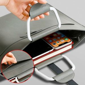 Business Executive PU Leather <b>A4</b> Document Holder Portable Waterproof Folders with Printed Logo <b>File</b> Bag Handle Storage Bag - Product Image 3