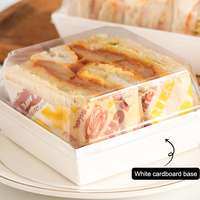 Boîtes d'emballage alimentaire jetables personnalisées en blanc pour sandwichs, biscuits, pâtisserie, desserts, boîte en papier avec couvercle transparent