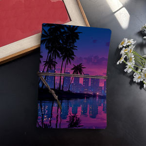 Cahier de notes A6 fait à la main Design Vintage fermeture à cravate 160 Pages doux <span class=keywords><strong>cadeau</strong></span> d'anniversaire pour <span class=keywords><strong>filleul</strong></span> 16 ans + avec palmiers Cityscap - Product Image 2