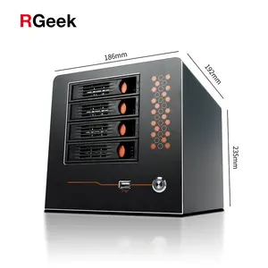 RGeek NAS04A Casing Server Kustom Penyimpanan NAS 4 Bay 3.5 Inci Jaringan HDD Terpasang Server Nas Penyimpanan Hot Swap Casing Server Mendukung Nas Motherboard
