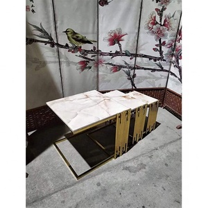 Table basse en <span class=keywords><strong>marbre</strong></span> <span class=keywords><strong>noir</strong></span> en <span class=keywords><strong>verre</strong></span> trempé en acier inoxydable bon marché chinois - Product Image 3