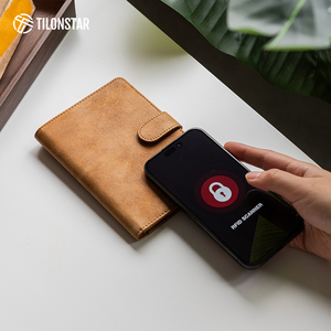 TILONSTAR TPW111 Suede <b>Card</b> <b>Holder</b> Wallet Multiple <b>Cards</b> Storage Minimalist Button Closure Brown Leather Passport <b>Holder</b> - Product Image 6