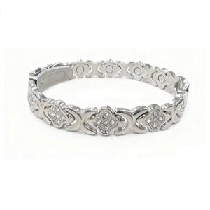 Trendy Anti Tarnish Wholesale Custom Brand logo 14k 18k PVD Gold Plated Stainless Steel Diamond Magnet Bracelet <b>for</b> Women <b>Men</b> - Product Image 4