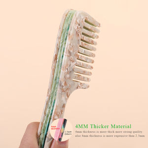 Midairy 3000 + Logo de couleur personnalisé Soins personnels nettoyage antistatique du <span class=keywords><strong>peigne</strong></span> en écaille de tortue en acétate <span class=keywords><strong>peigne</strong></span> à dents larges - Product Image 6