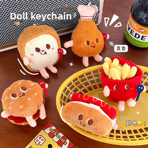 Llaveros de Peluche Pequeños con Forma de Hamburguesa y Papas Fritas, Muñecas de Juguete para Máquina de Garras, Regalo de San Valentín - Product Image 2