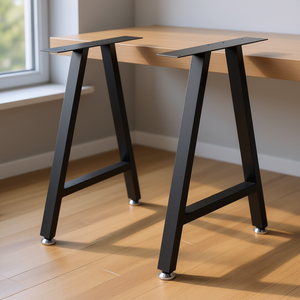 Pieds de meubles en métal en forme de A, 28 x 17,7 pouces, robustes, en fer forgé noir, style industriel, pour bancs et bureaux - Product Image 2