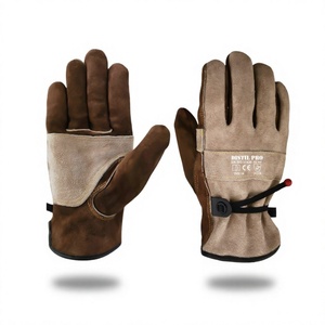 Gants de travail robustes en cuir de vachette, gants de chauffeur pour la conduite de camions, l'entrepôt et le jardinage, avec paume en cuir croûte, gants de sécurité - Product Image 1