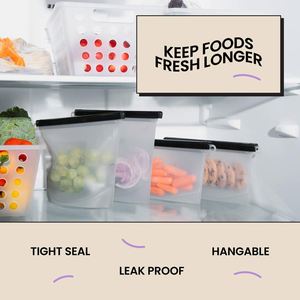 Custom 0.5L 1L 1500 ML Kitchen Storage Organizer Transparent Ziplock Reusable Silicone Food <b>Bags</b> Leak-Proof Square Stand Design - Product Image 2