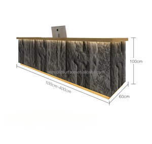 Società di Design di lusso hotel servizio bancone tavolo moderno cassiere <span class=keywords><strong>salone</strong></span> di bellezza piccolo banco della reception <span class=keywords><strong>con</strong></span> <span class=keywords><strong>pietra</strong></span> di roccia - Product Image 5