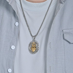 yunnique retro Sacred Heart Cross <b>titanium</b> steel necklace for men, a niche cultural symbol Easter pendant and prote - Product Image 4